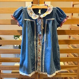 Matilda Jane Blue Floral Lace Trim Dress